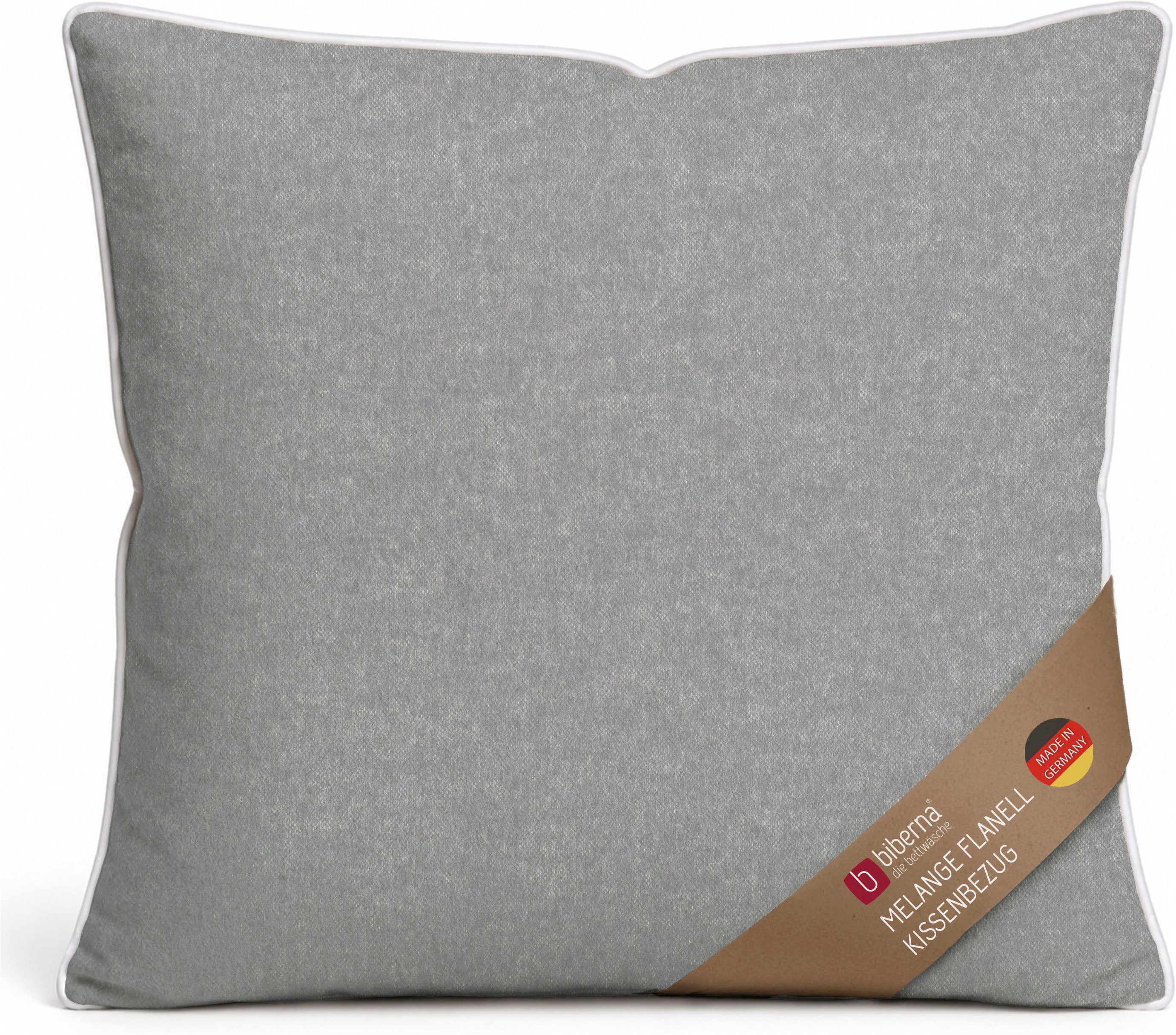 Biberna Kissenbezug 0840500 HERMAL Premium Biber Melange-Flanell 100% Baumwolle, (1 Stück), Kissenhülle, wärmend & weich, Reißverschluss, Satinpaspel