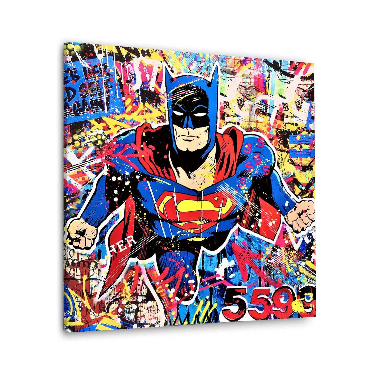 Leinwandbild Pop Art Super Man Hero Leinwandbild Wandbild Kunstdruck XL Deko