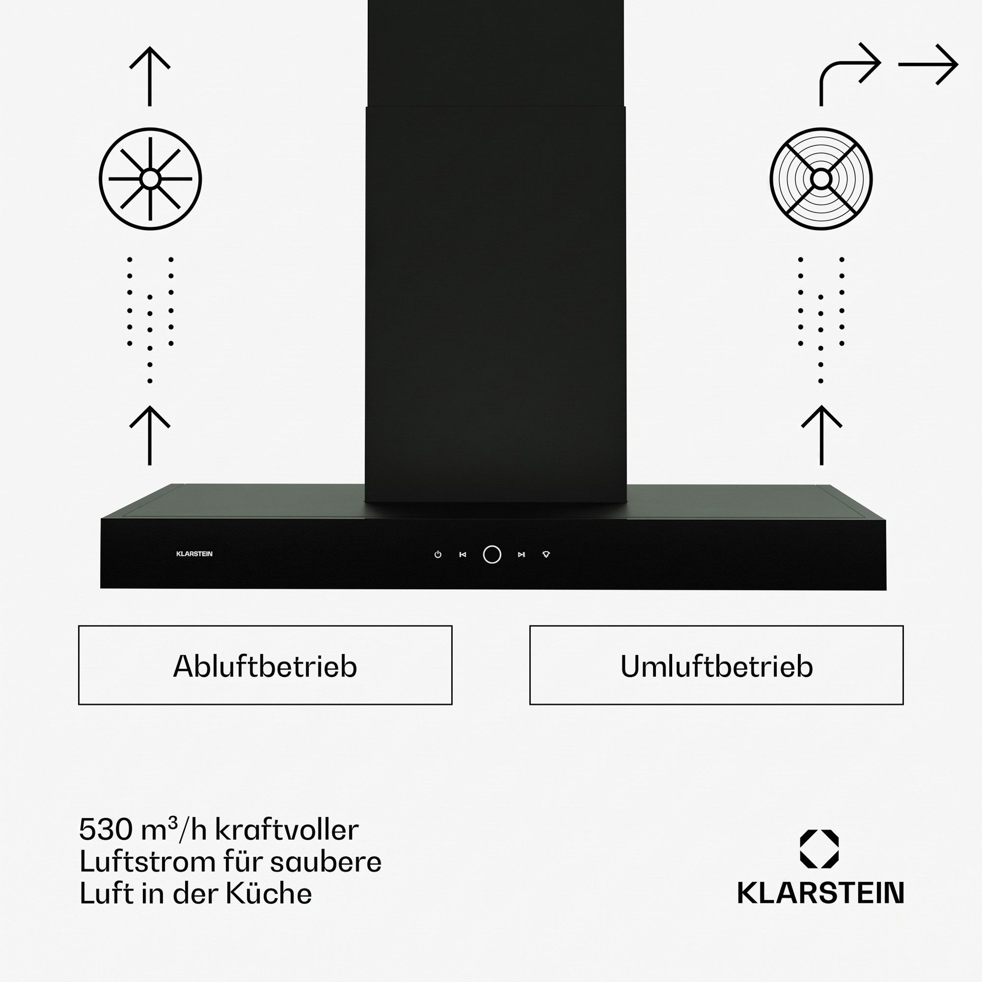 Klarstein Deckenhaube SmartEdge 90 SmartEdge 90, Dunstabzugshaube Abzughaube Abluft Umluft Touch Wifi App