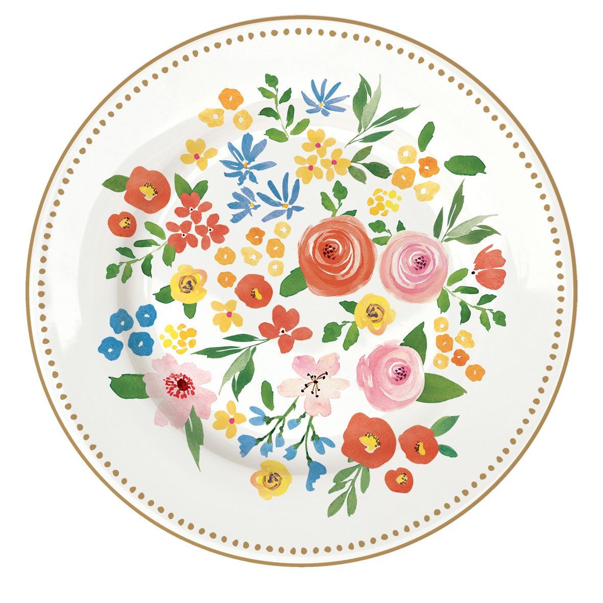 EasyLife Kuchenteller Boho Flowers, Spülmaschinengeeignet, Mehrfarbig, Motiv: Blumen