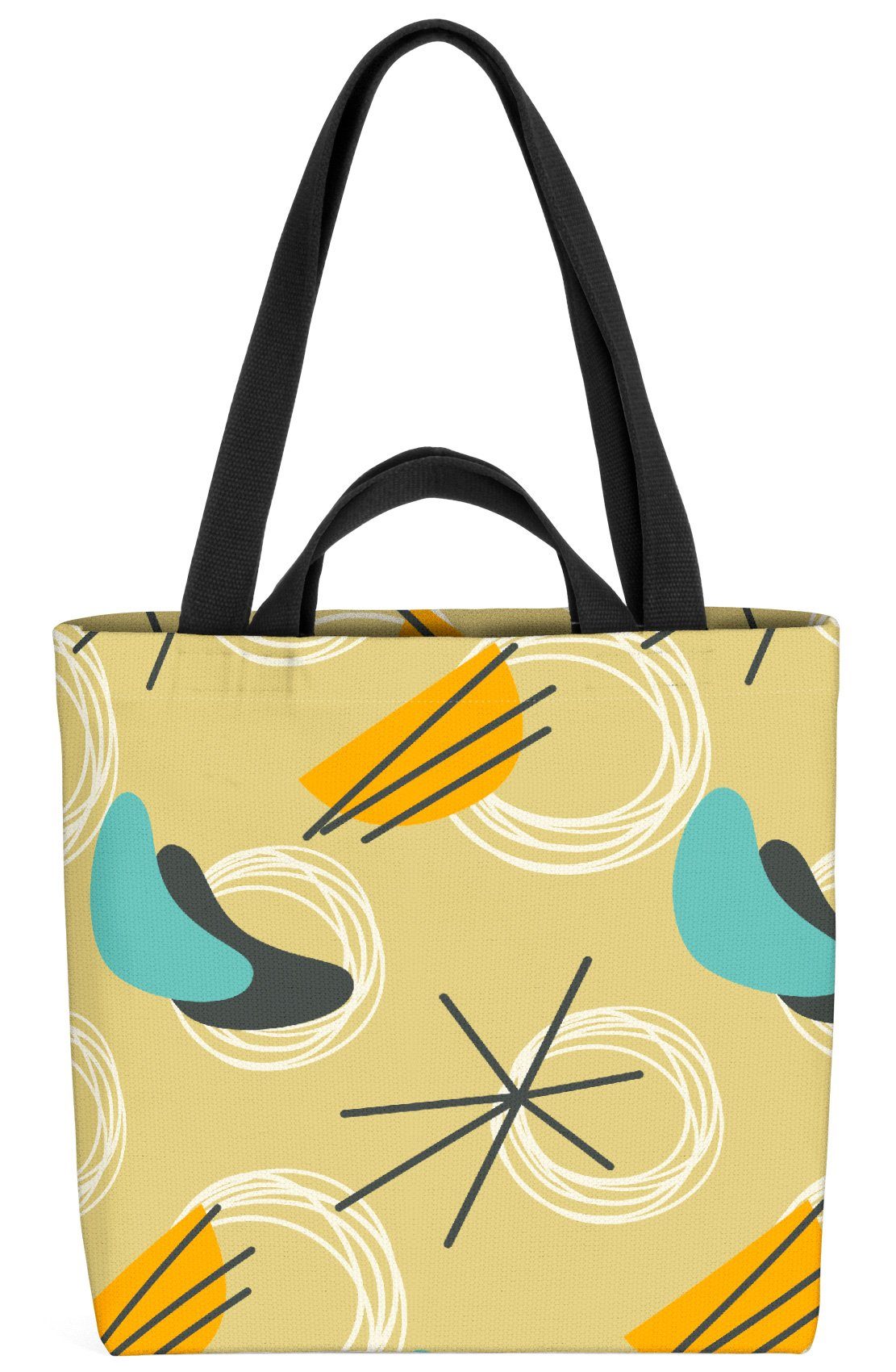 VOID Henkeltasche (1-tlg), Design Muster All Over Retro Retro Design Muster 70er Sterne Beige Wo