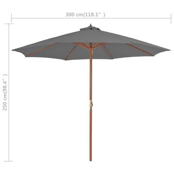 vidaXL Balkonsichtschutz Sonnenschirm mit Holz-Mast 300 cm Anthrazit