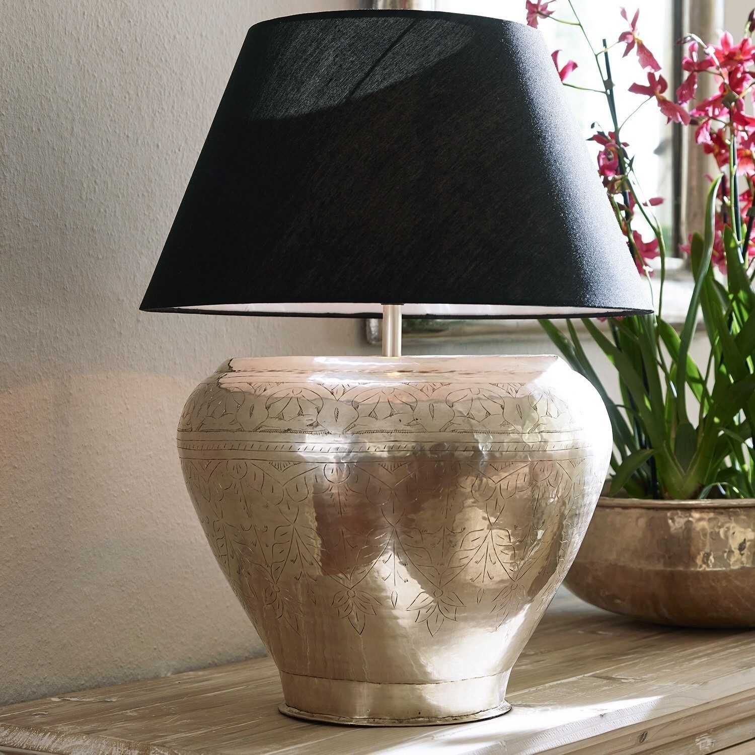 Mirabeau Tischleuchte Tischlampe Catia schwarz/silber günstig online kaufen