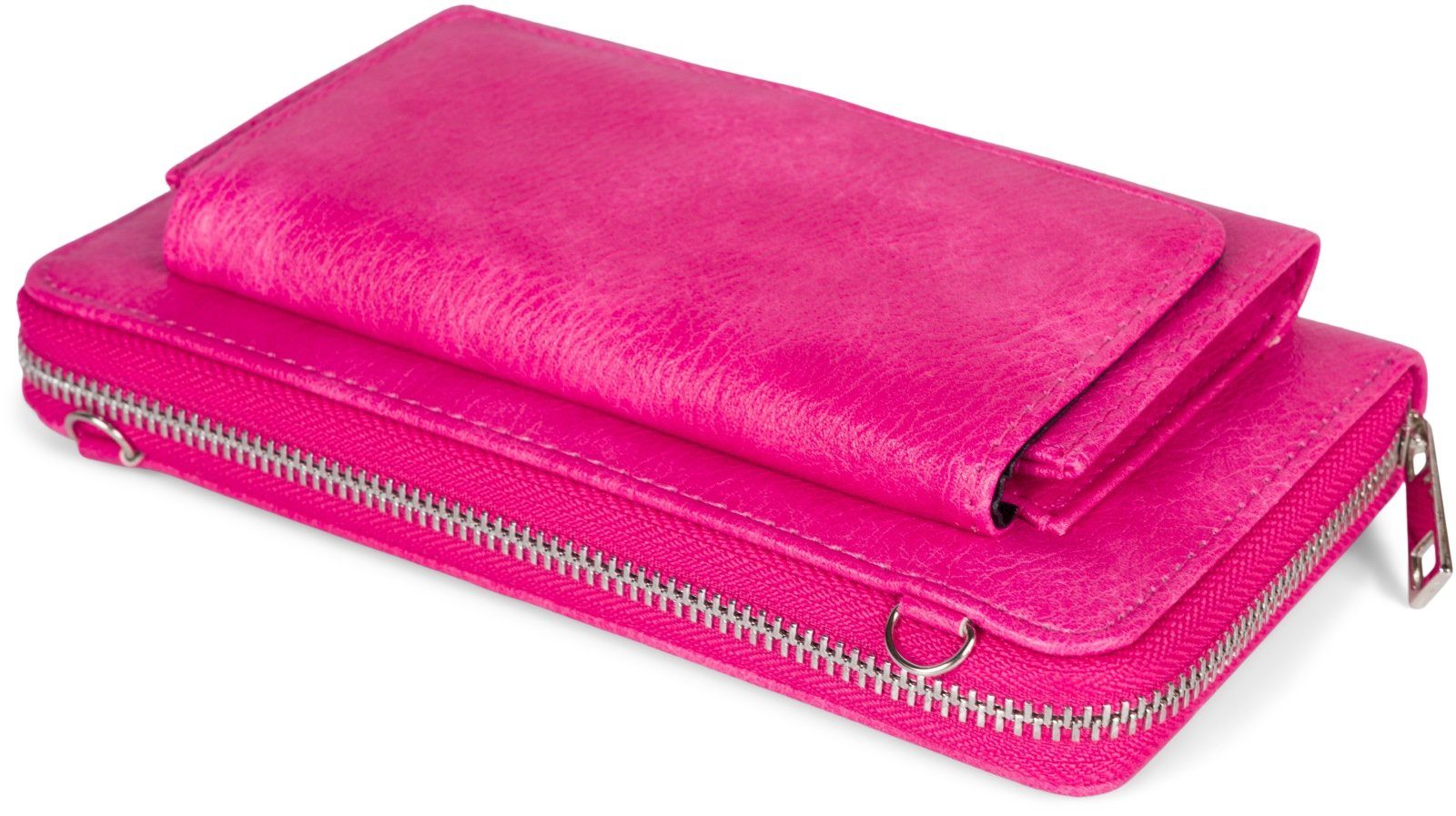 styleBREAKER Smartphonetasche (1-tlg), Pink Geldbörse Unifarben mit Handyfach
