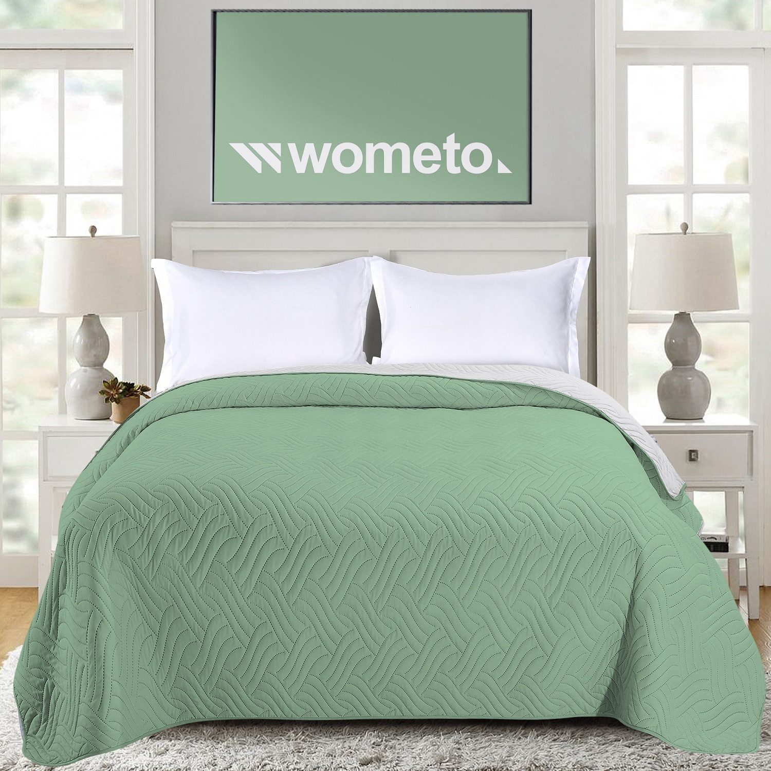 wometo Tagesdecke Wendedecke XXL aus samtweicher Microfaser in 170x210 cm, günstig online kaufen