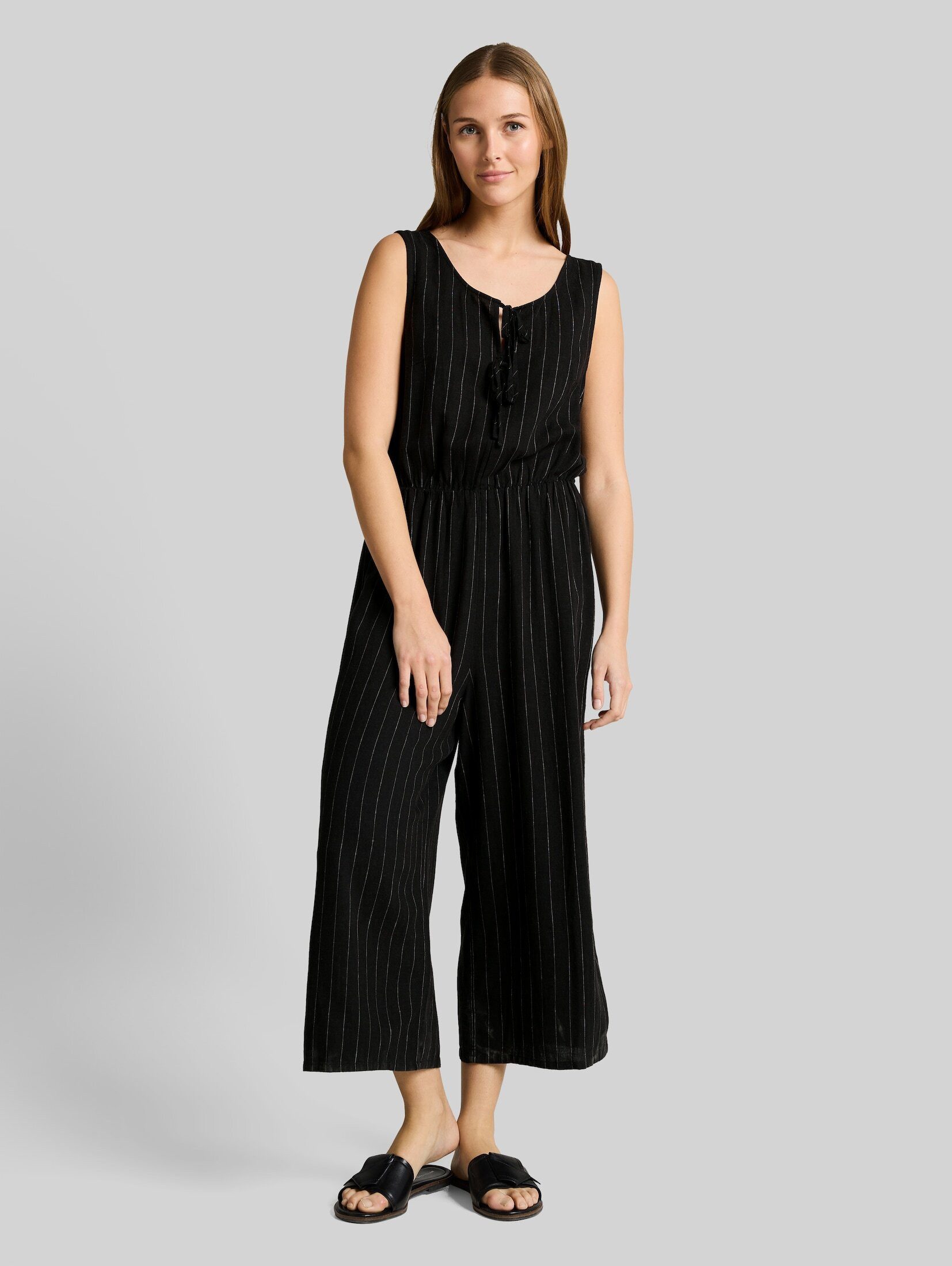 TOM TAILOR Denim Jumpsuit Overalls Jumpsuit mit Leinenanteil