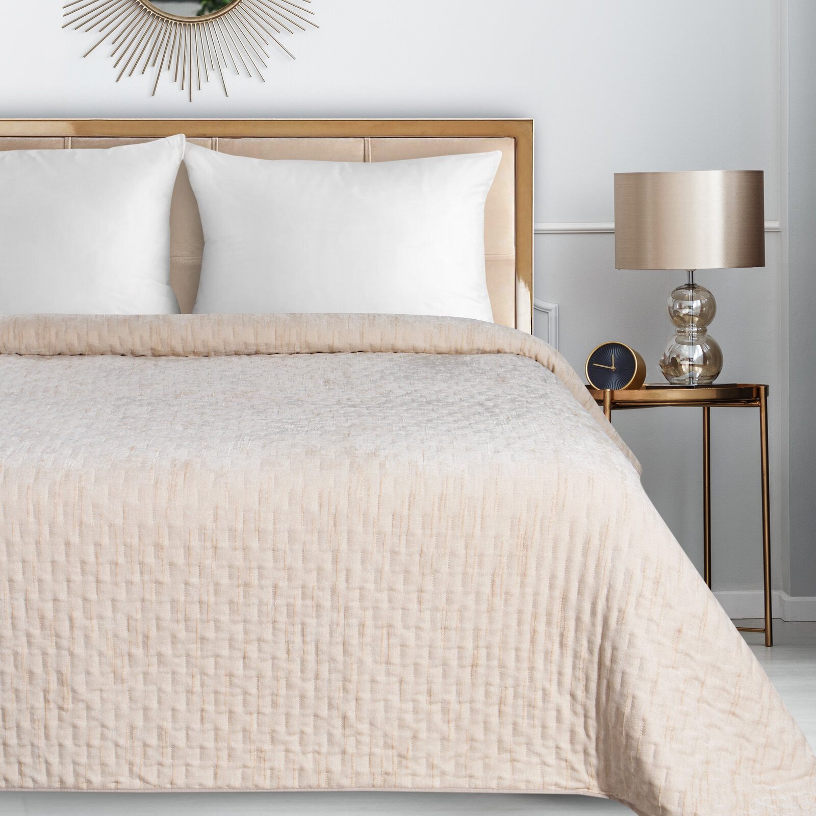 Eurofirany Tagesdecke Zweiseitige Bettdecke CHELEN/1 Chenille-Optik Beige S günstig online kaufen