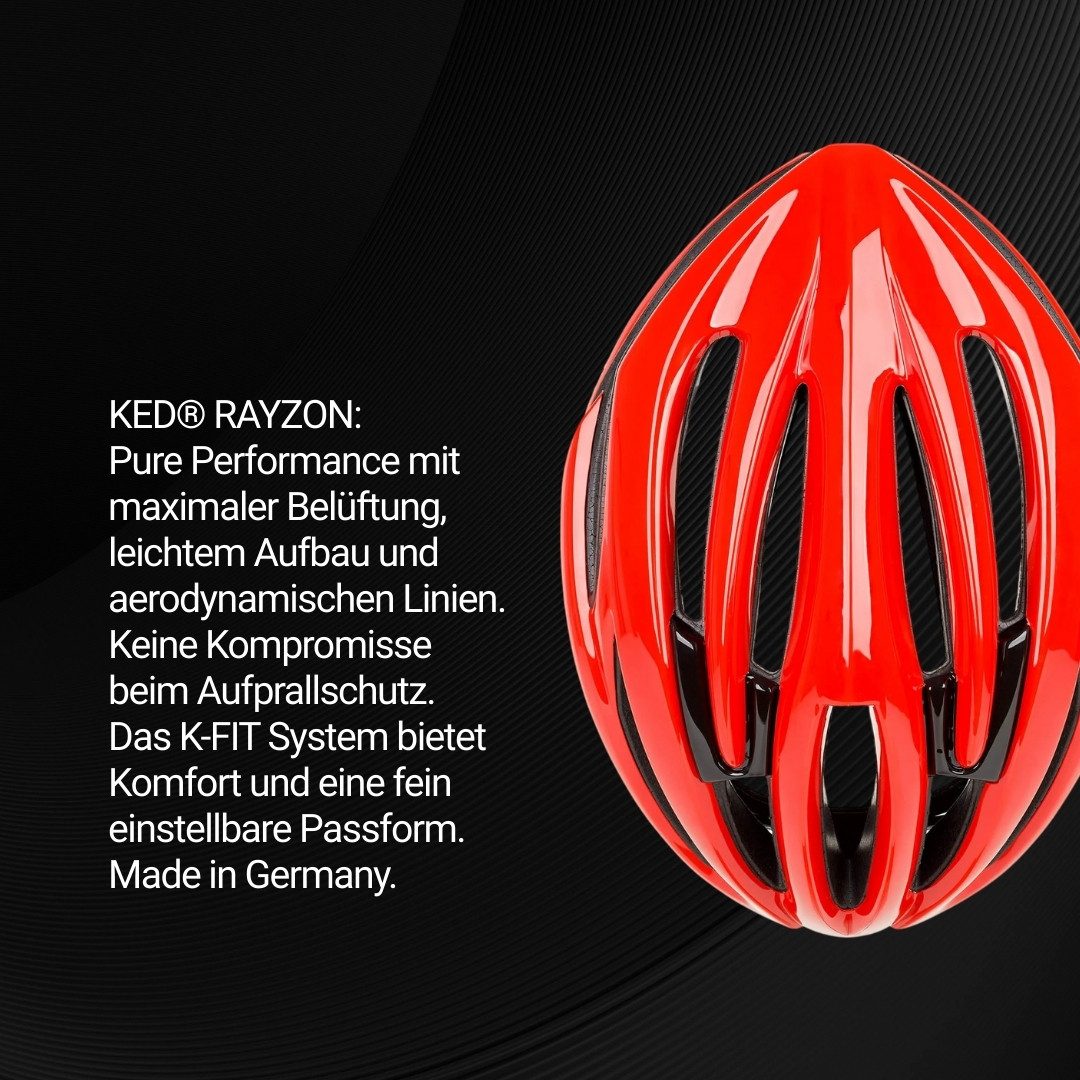 KED Fahrradhelm Rayzon Sporthelm, Belüfteter Rennradhelm Mit LED Rücklicht