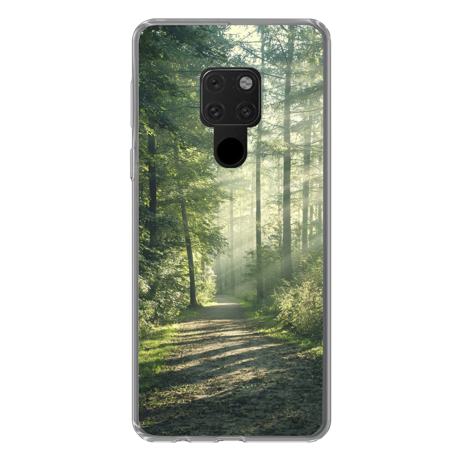 MuchoWow Handyhülle für Huawei P40 Lite Wald - Weg - Sonne - Bäume - Grün - Natur, Handy Case, Silikon, Bumper Case Dünn
