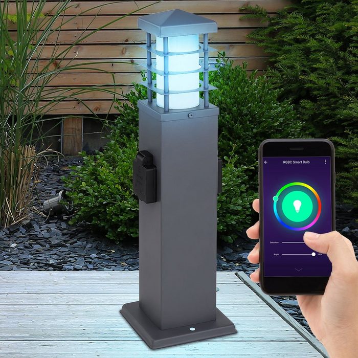 etc-shop LED Wandstrahler Smart Außen Sockel Leuchte Steckdosen Lampe dimmbar