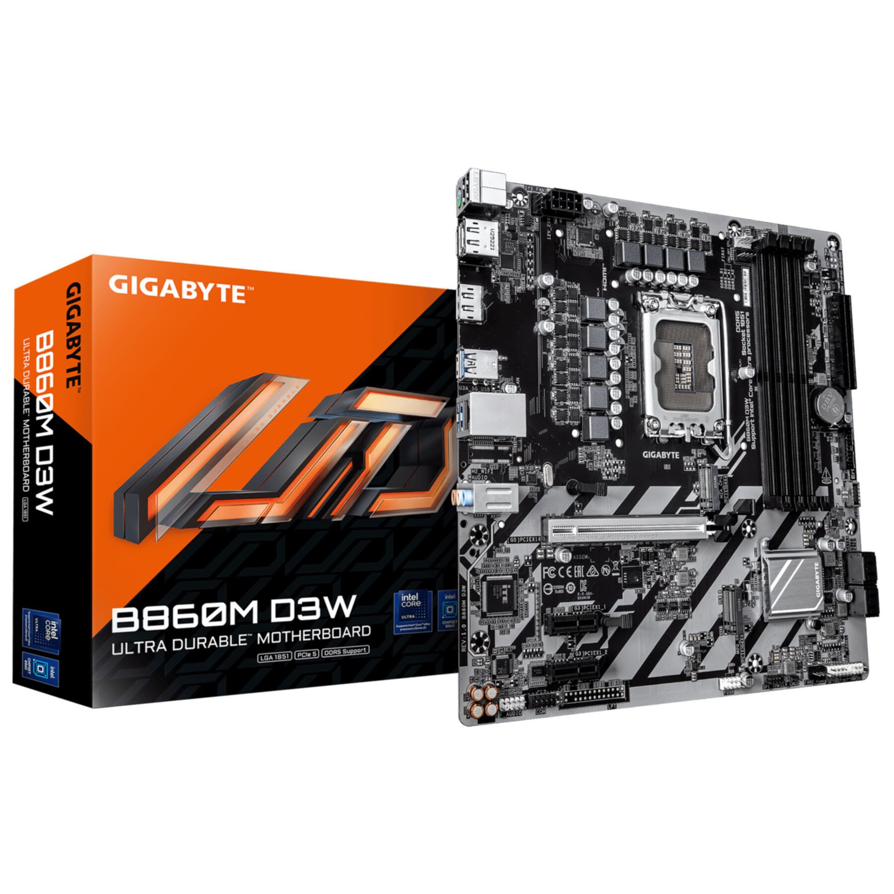 Gigabyte B860M D3W Mainboard – Intel Core Ultra Series CPUs, 4+1+2-Phasen-VRM, Mainboard