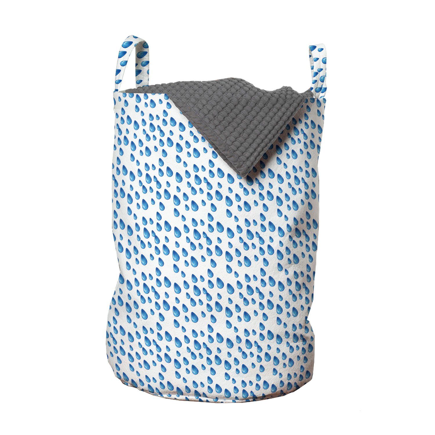 Abakuhaus Wäschesäckchen Wäschekorb mit Griffen Kordelzugverschluss für Waschsalons, Blau Regentropfen im Wasser Herbst