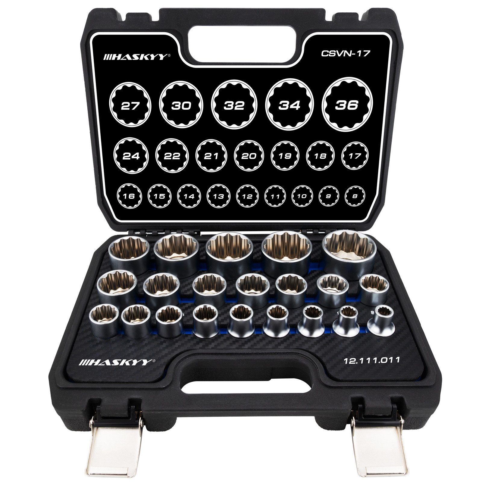 HASKYY Stecknüsse Steckschlüsselsatz Außen Vielzahn 8-36mm Steckschlüssel XZN 1/2"