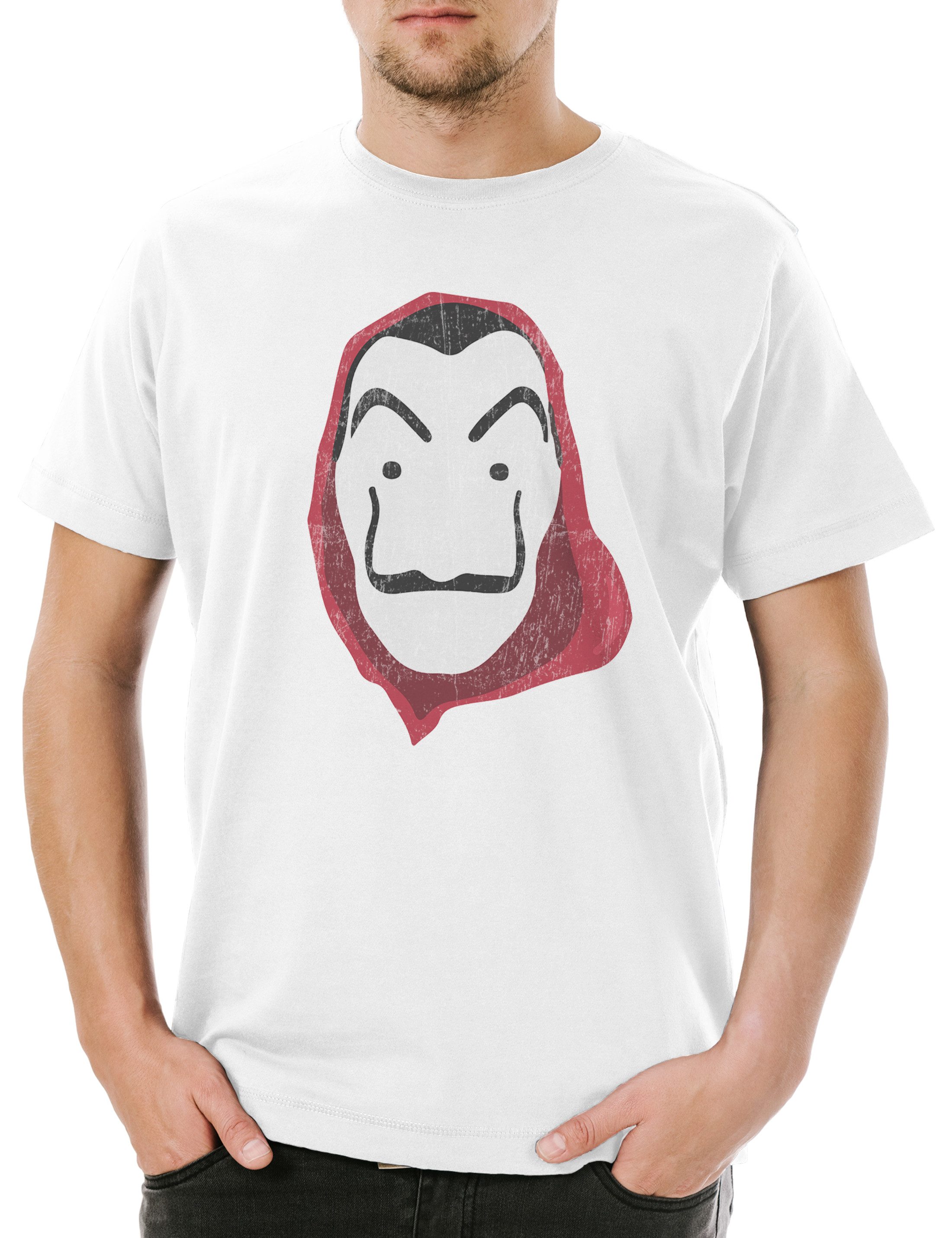 Print-Shirt Dali Mask II Herren T-Shirt Robbery Bank Money Cash Überfall Professor