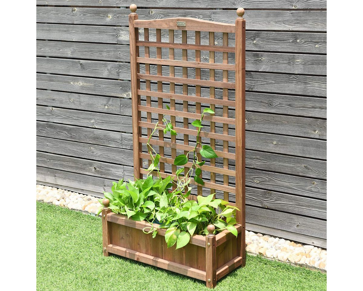 Thumbnail - COSTWAY Blumenkasten, Pflanzkasten, Hochbeet mit Spalier, 64,5x28x120 cm