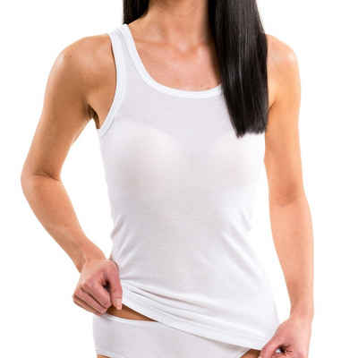 HERMKO Achseltop 1325 Damen Unterhemd Longshirt Bio-Baumwolle auch in Übergrößen basic