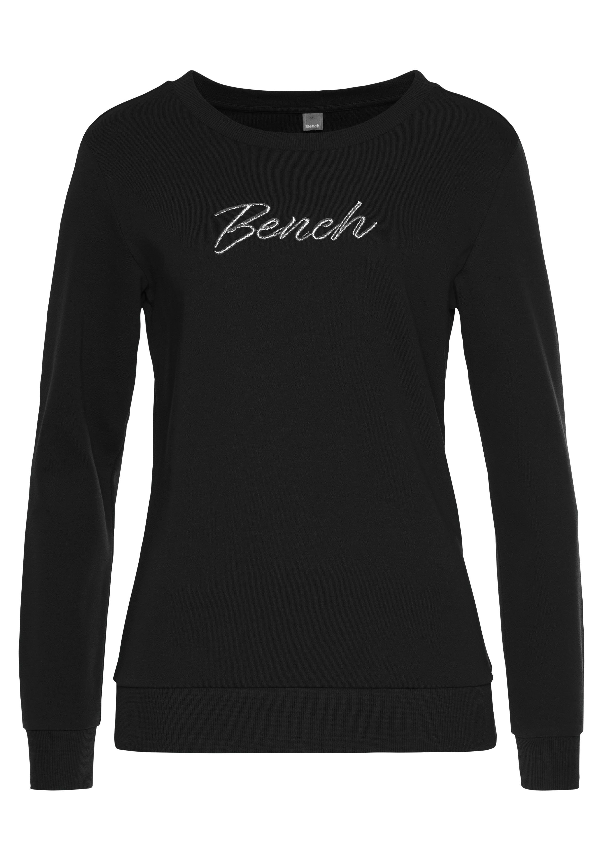 Logostickerei, mit Loungeanzug Sweatshirt Loungewear Loungeshirt Bench. Loungewear, schwarz