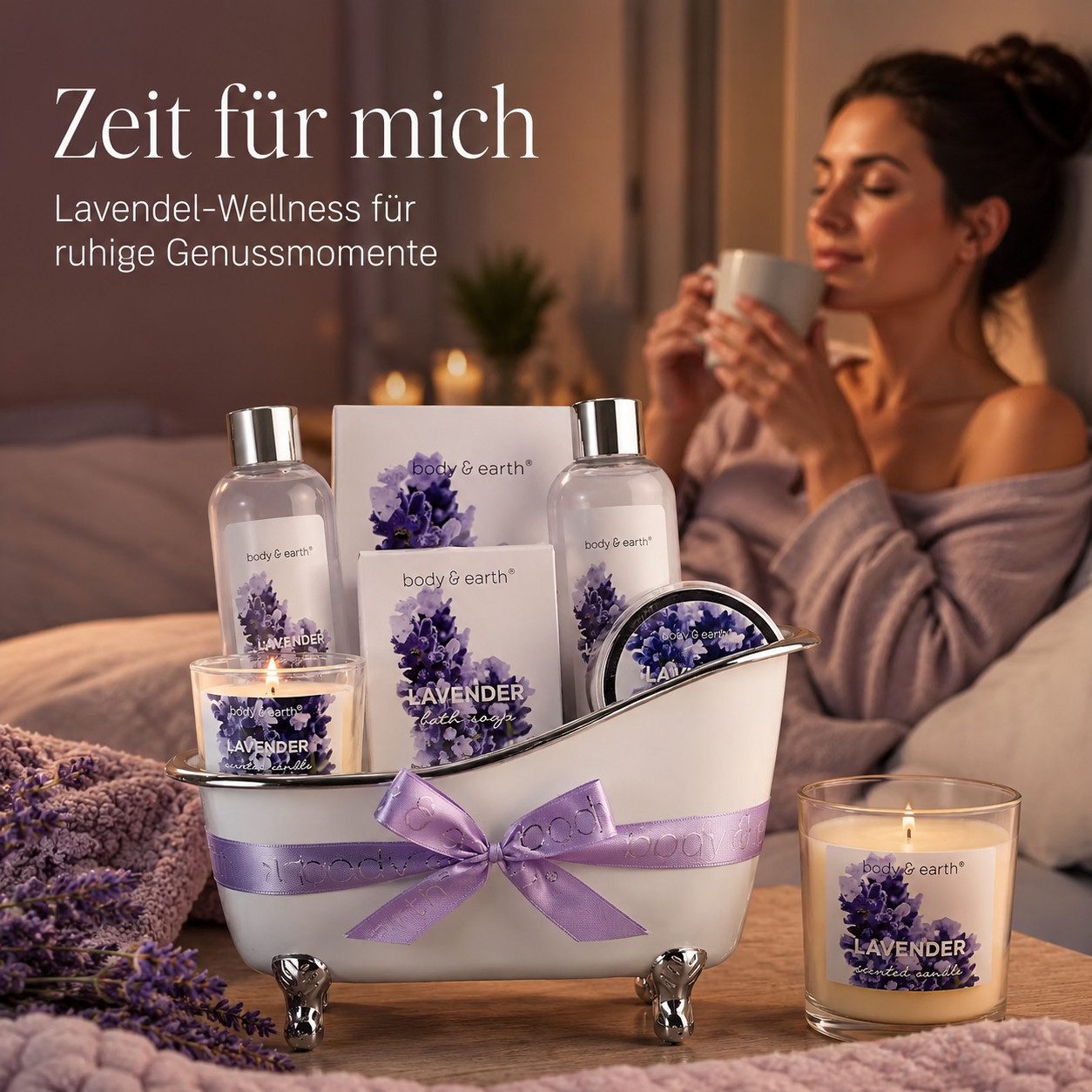 Spa luxetique Pflege-Geschenkset Lavendel Spa Wellness Set, 7-tlg., Beauty Set, Badeset Frauen Geschenk, Geburtstagsgeschenk für Frauen – Bild 4 von 5