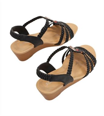 Rouemi Damen-Sommer-Sandalen, modische Strand-Sandalen mit schrägem Absatz Riemchensandale