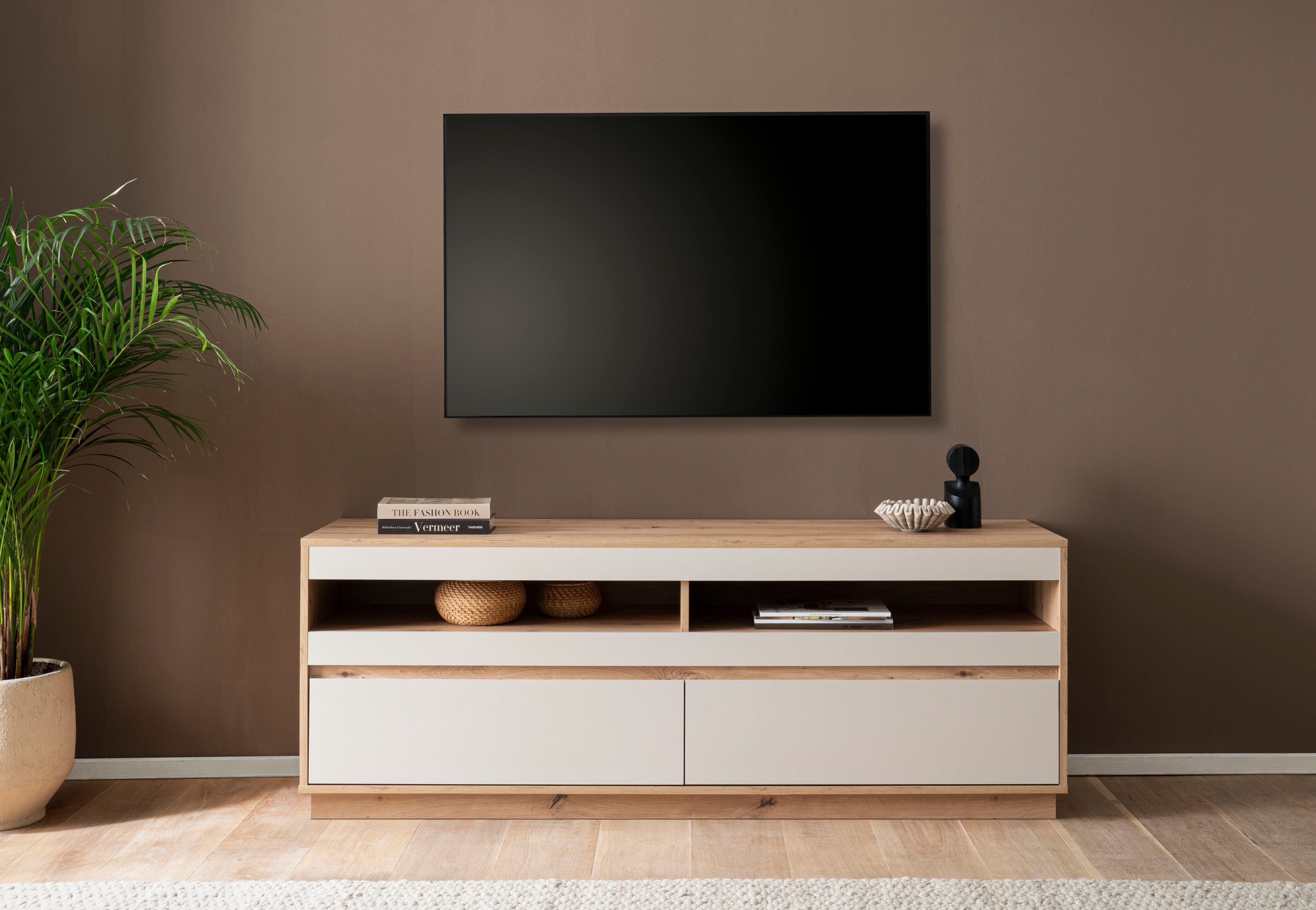 Home affaire Lowboard Sonora, moderner TV-Unterschrank, Kommode in Eiche Artisan, TV-Schrank, filigrane Rahmenoptik, ausreichend Stauraum, vielseitig einsetzbar