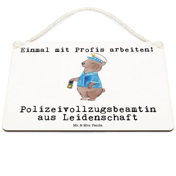 Mr. & Mrs. Panda Hinweisschild DIN A6 Polizeivollzugsbeamtin Leidenschaft - Weiß - Geschenk, Dekosch, (1 St), Gedrehte Kordel