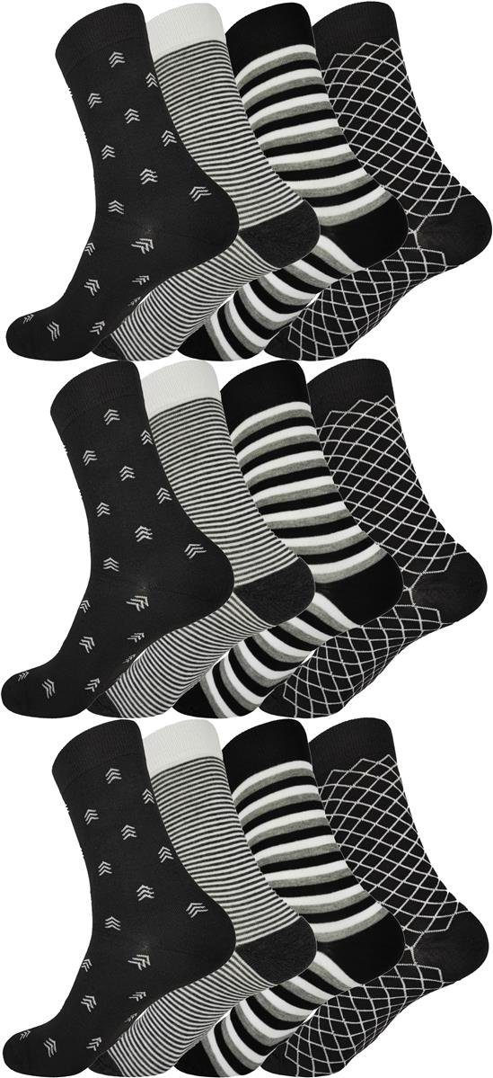 EloModa Freizeitsocken 12 Paar Damen 12 Socken Paar, 35-38 39-42 mit (12-Paar) Baumwolle; Mix5 Muster