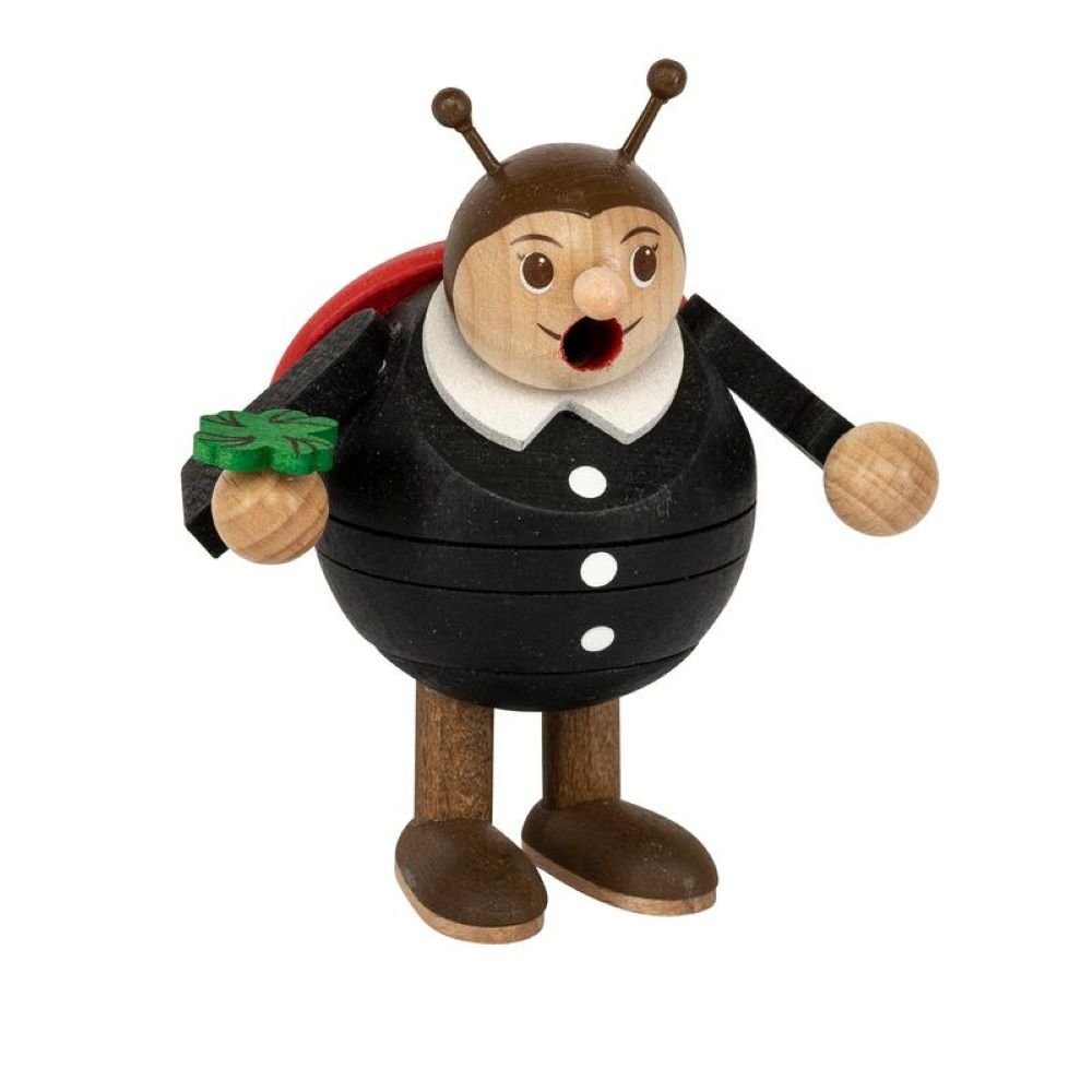Richard Glaesser Räuchermännchen Minikugelrauchfigur Marienkäfer, Höhe ca. 9 cm, Handwerkskunst aus dem Erzgebirge