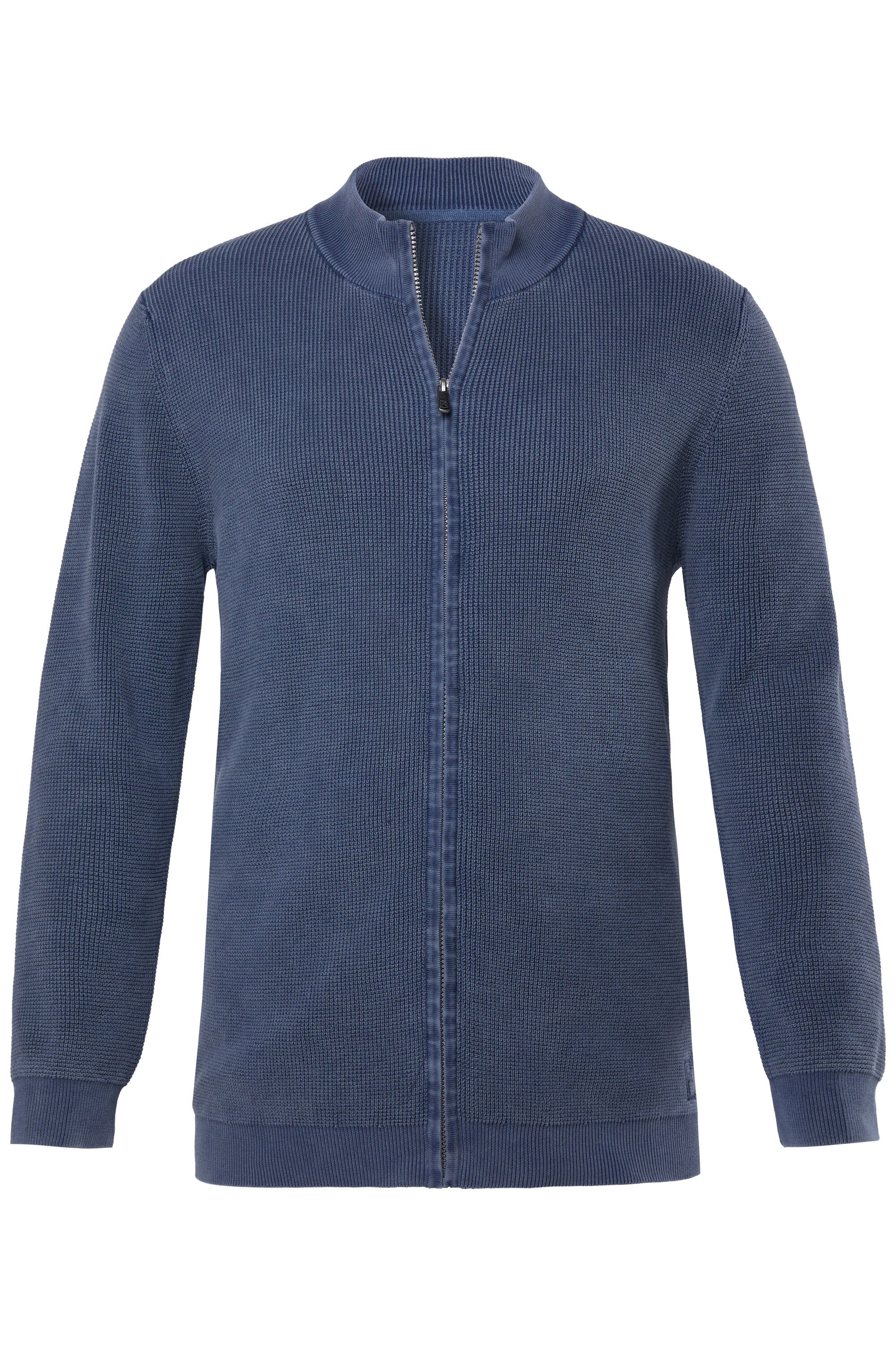 Poloshirt Strickjacke Vintage Look Stehkragen