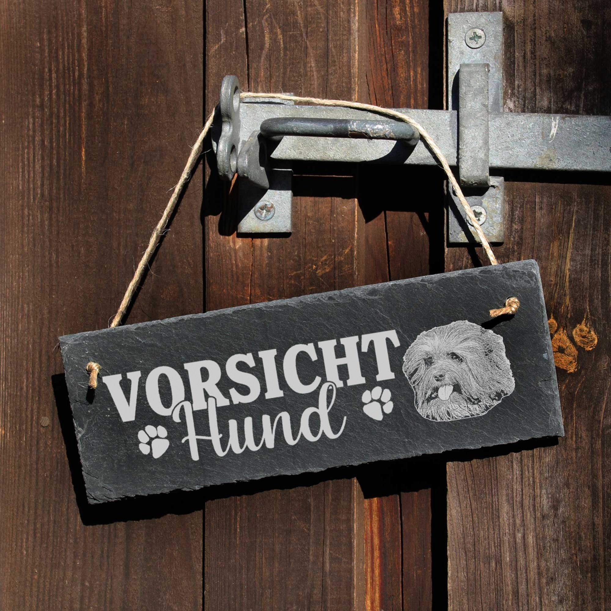 Hängedekoration Hund Vorsicht Dekolando Löwchen Schild 22x8cm