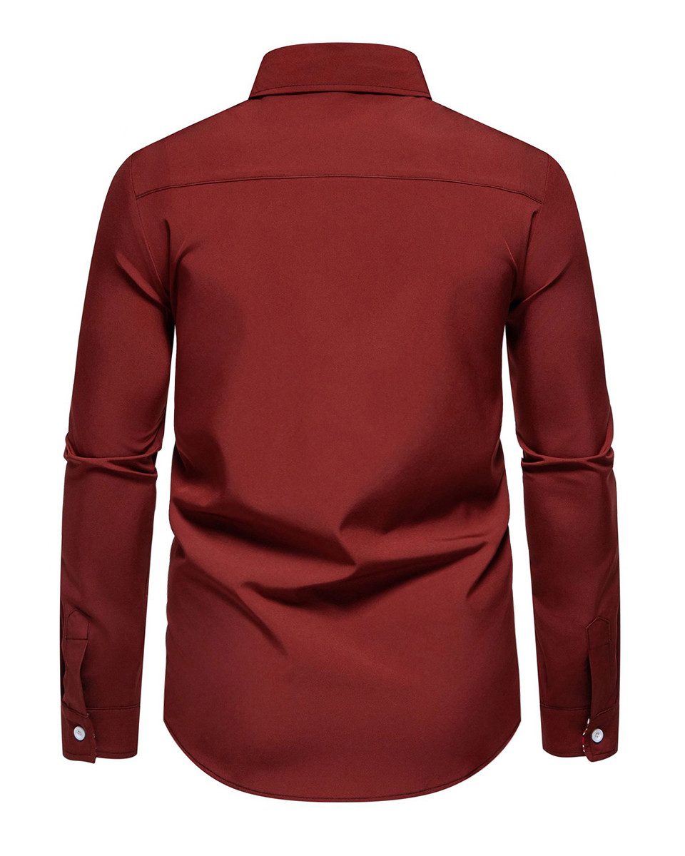 Allthemen Langarmhemd Farbkontrast einfarbiger Freizeithemd mit Kentkragen günstig online kaufen