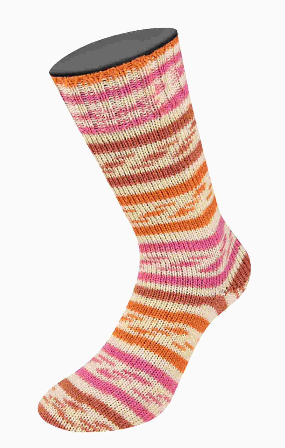 LANA GROSSA MEILENWEIT 6-FACH 150 PRINT/TWEED Häkelwolle, 390 m (150 Gramm), dicke Sockenwolle 6-fädig mehrfarbig