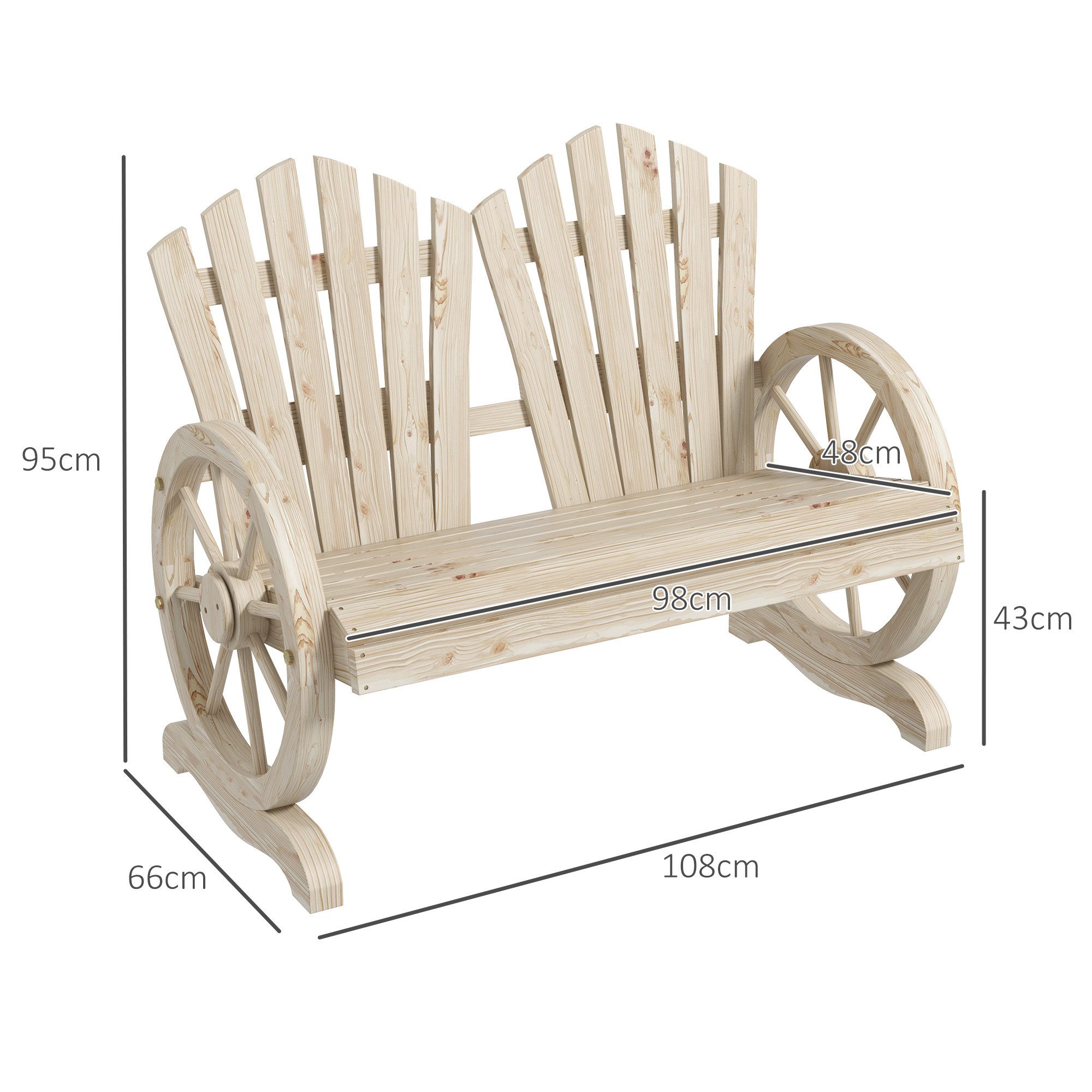 Outsunny Bank Gartenbank mit Armlehne, Sitzbank (Bank, 1-St., Gartenbank), 2 Sitzer – Bild 3 von 5