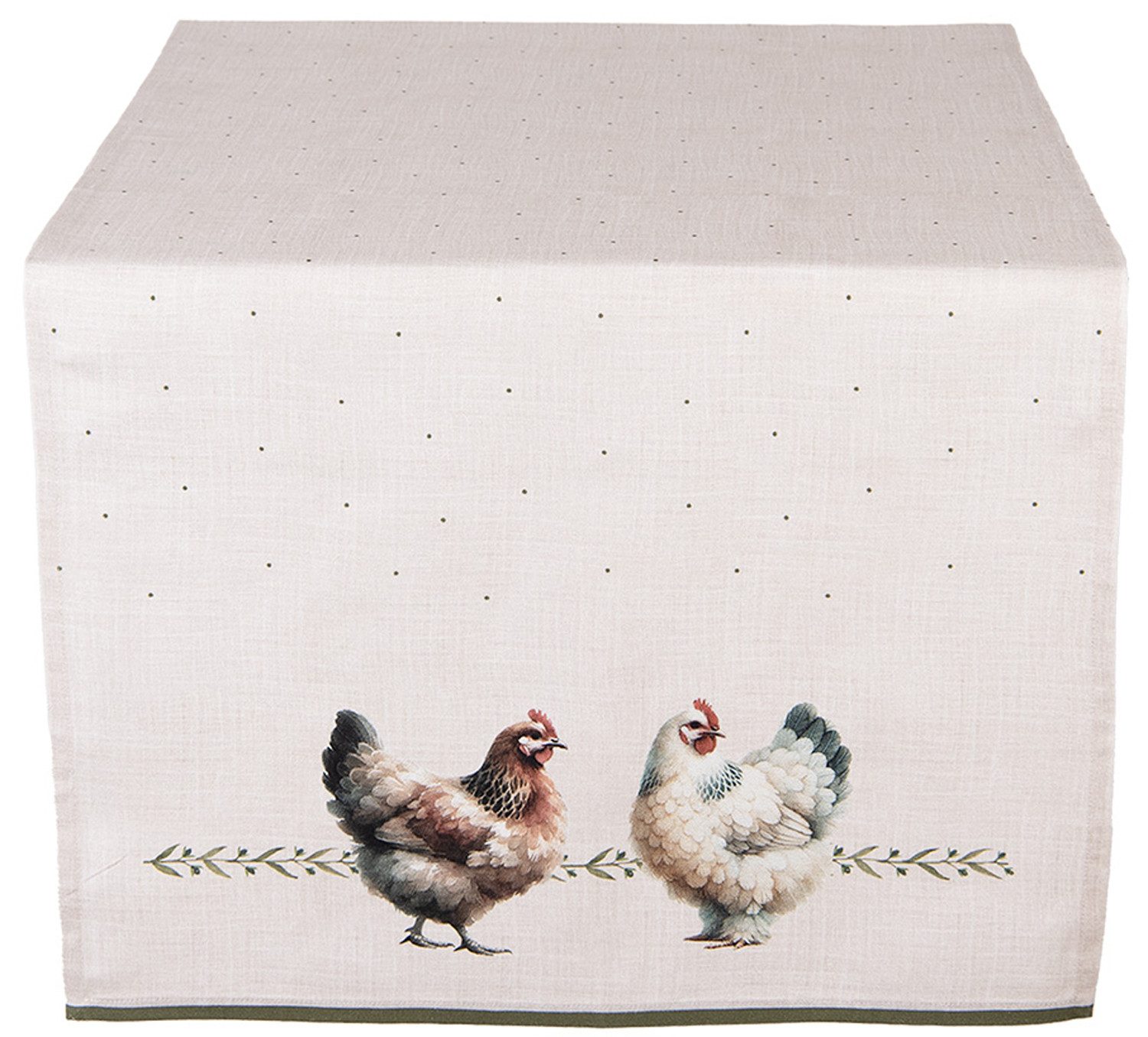 Clayre & Eef Tischläufer Barnyard Chicken (1-tlg, 1-teilig), Tischläufer Tischdecke ca.50x140cm Baumwolle