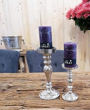 MichaelNoll Kerzenständer 2er Set Kerzenständer Kerzenhalter Aluminium Silber - Kerzenleuchter Modern aus Metall - H 21 cm / 31 cm