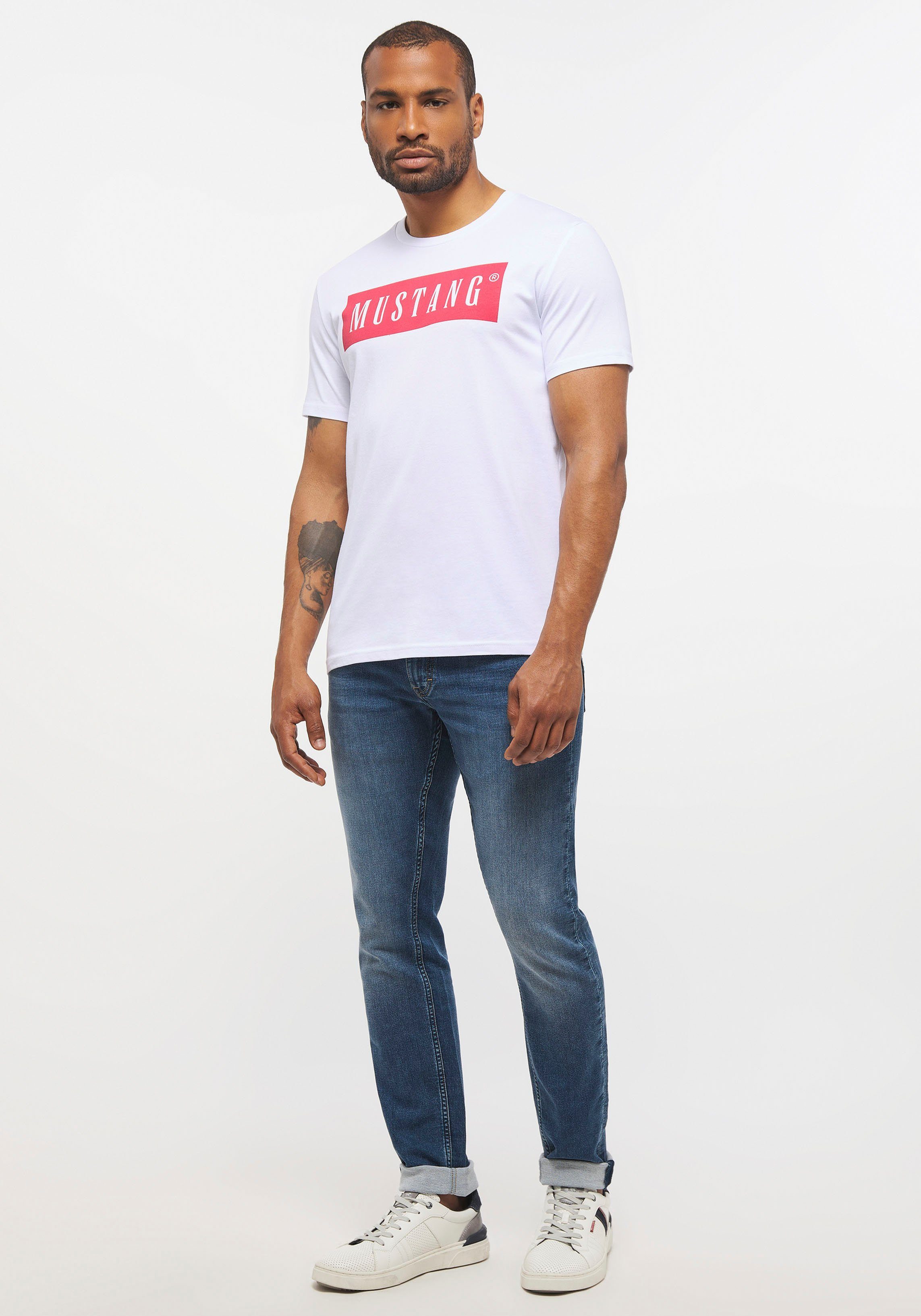 MUSTANG T-Shirt mit Logoprint general white
