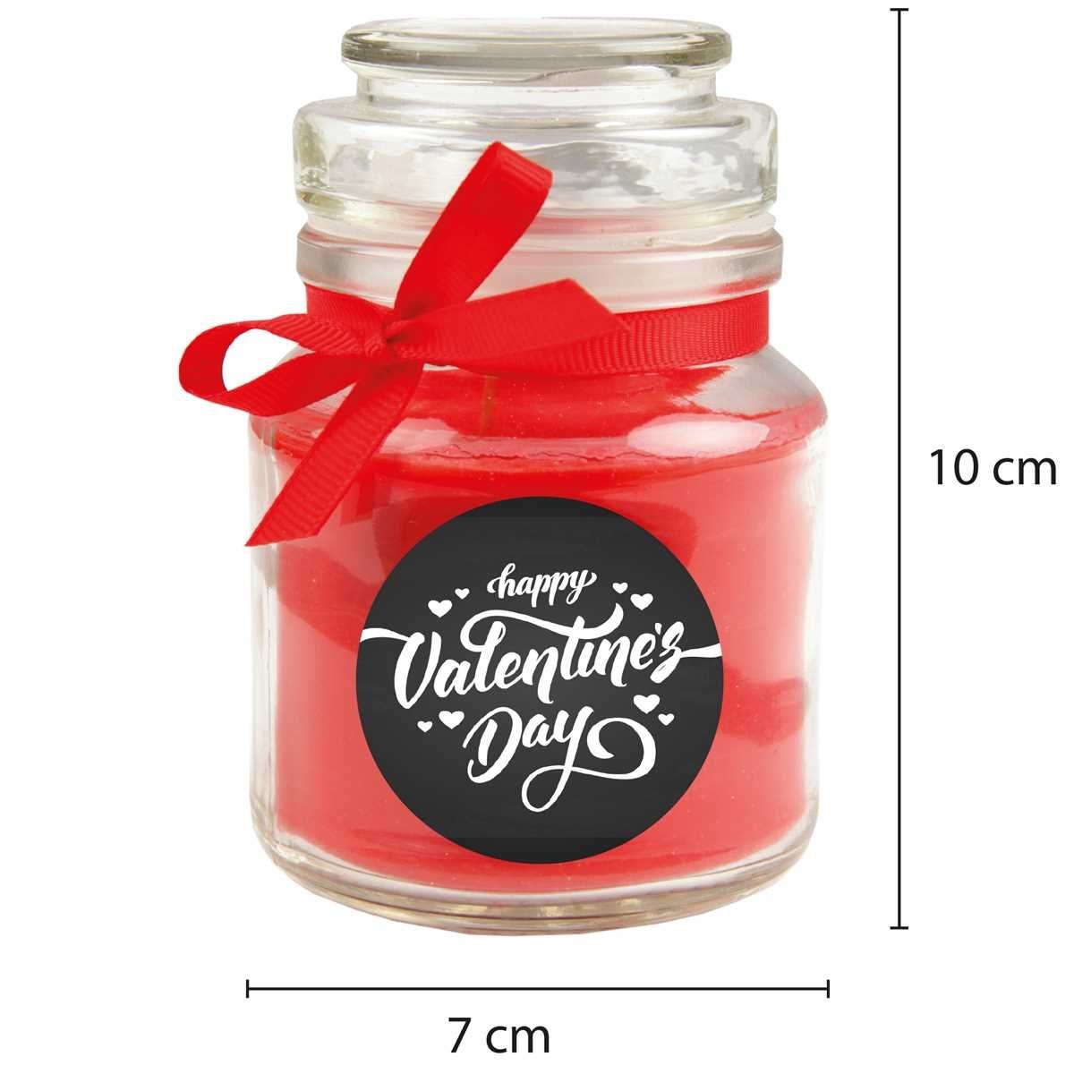 HS Candle Duftkerze (1-tlg), Valentinstag Geschenk - Kerze im Bonbon Glas mit Valentinstagsmotiven