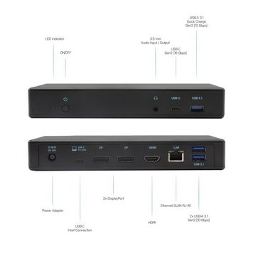 I-TEC Laptop-Dockingstation USB-C/Thunderbolt 3 Triple Display Docking Station + Ladeadapter 85W