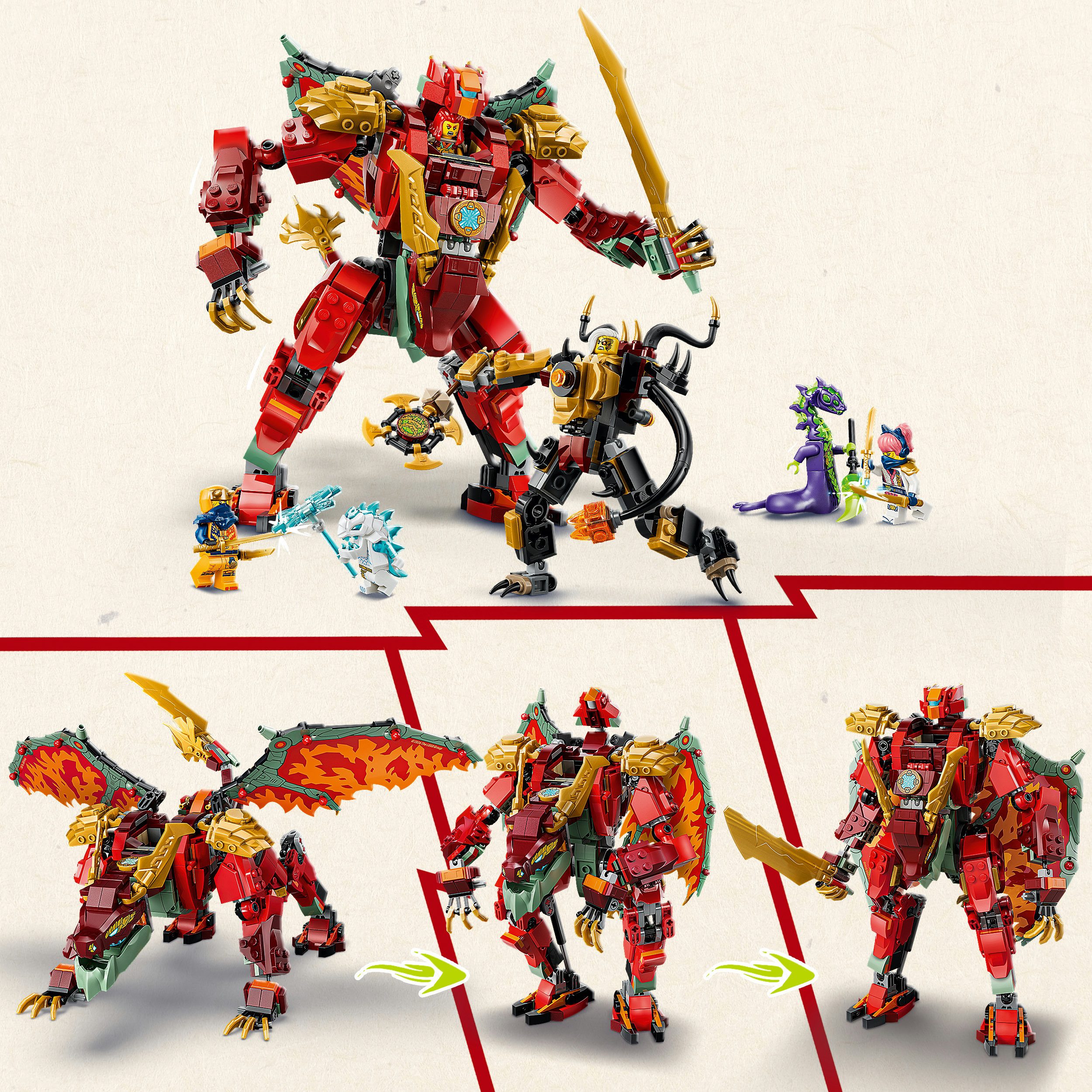LEGO® Wyldfyres Drachenmech (71868), LEGO Ninjago Konstruktionsspielsteine, (821 St), Made in Europe – Bild 4 von 5