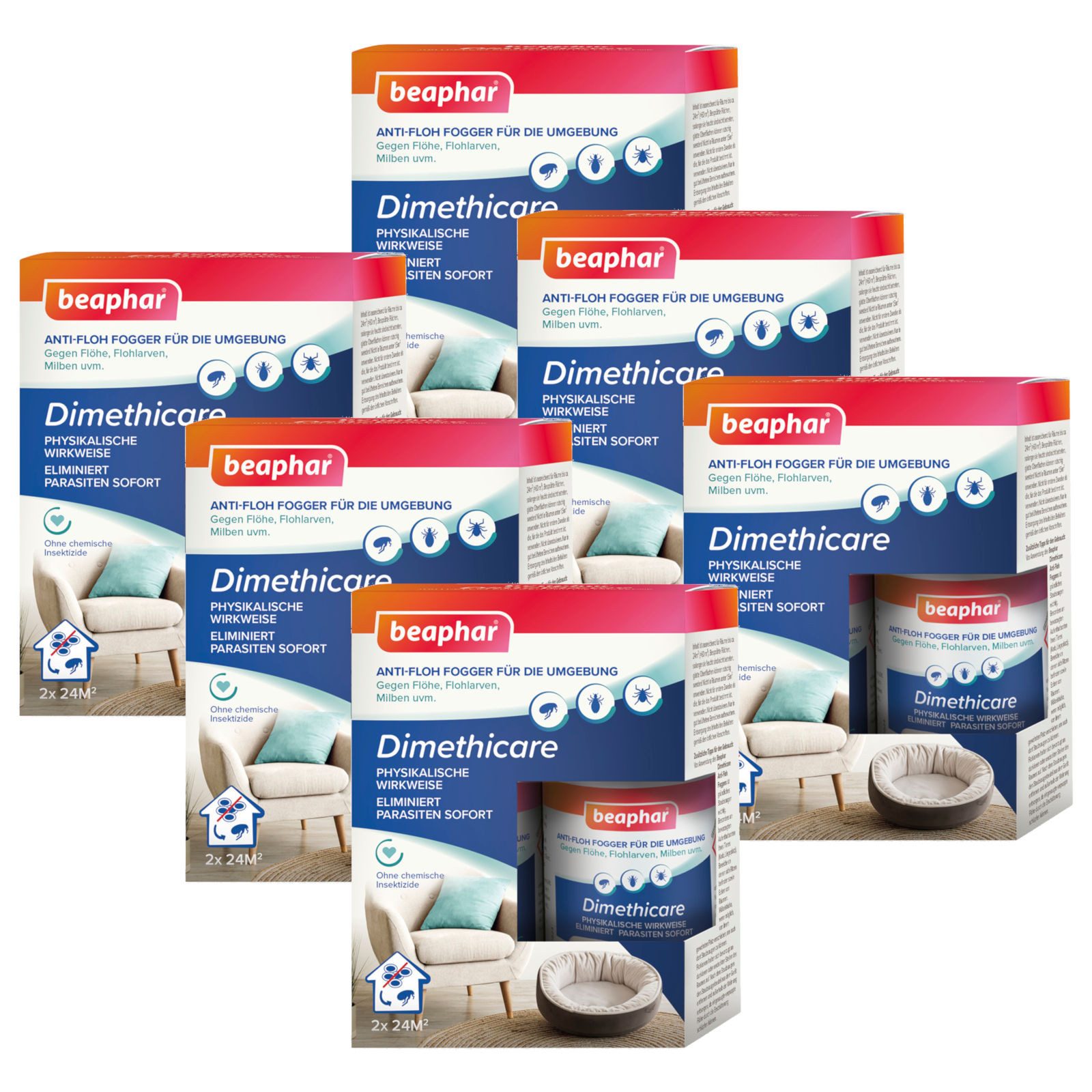 beaphar Vergrämungsmittel Dimethicare Anti-Floh Mini-Fogger, 12x 75 ml, 900 ml, Frei von chemischen Insektiziden und Pestiziden