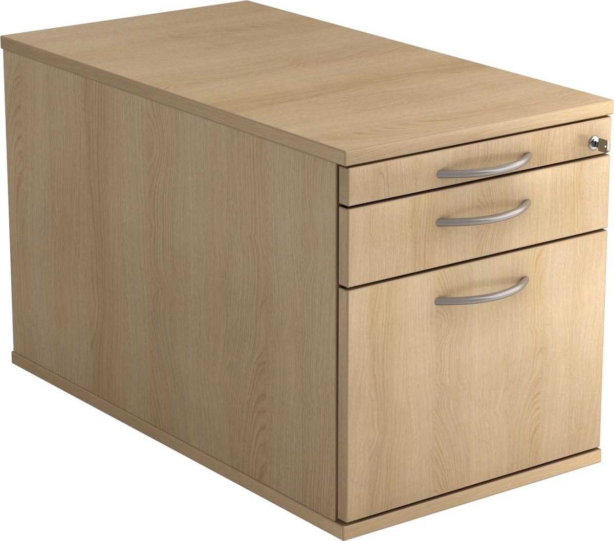 Container Rollcontainer 80cm 1 Schub 1 Hängeregistratur Schloss Bogengriff Eiche