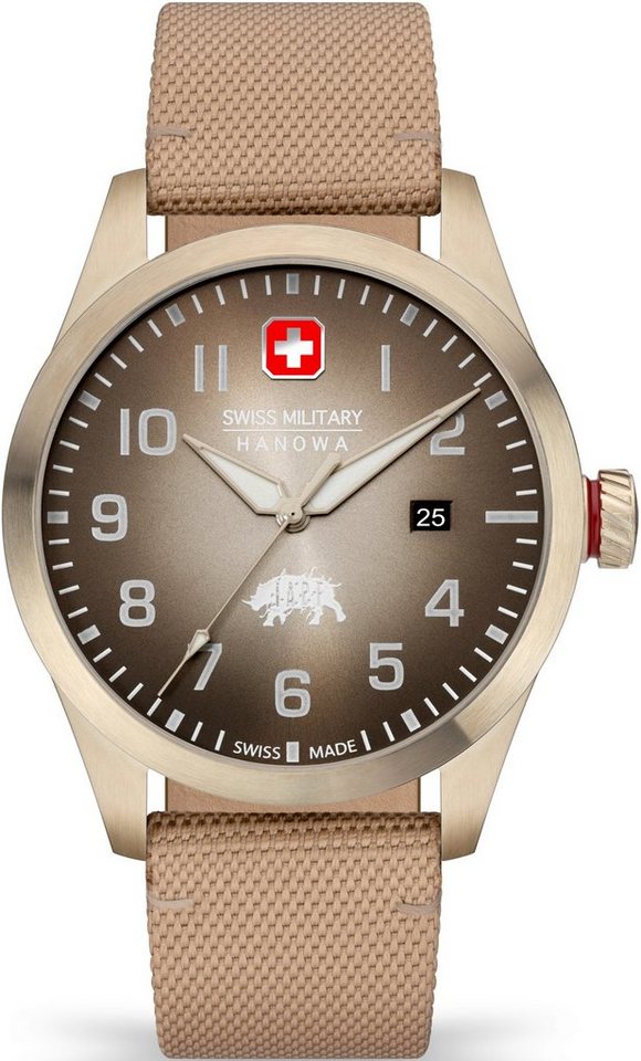 Swiss Military Hanowa Schweizer Uhr BUSHMASTER, SMWGN2102310,  Edelstahlgehäuse, goldfarben IP-beschichtet, Ø ca. 43 mm