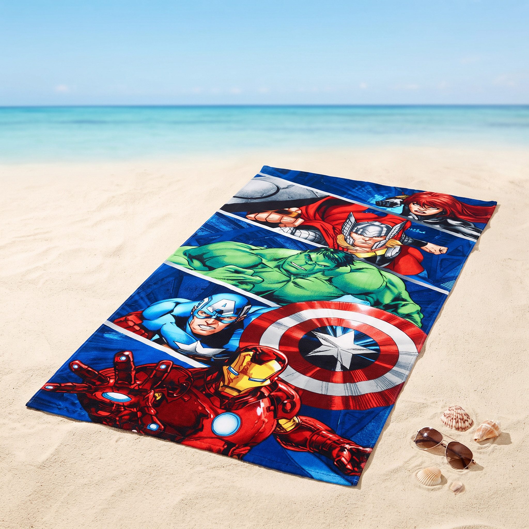 MARVEL Strandtuch Marvel Avengers Mikrofaser Strandtuch Badetuch Duschtuch XL 70x140 cm – Bild 2 von 4