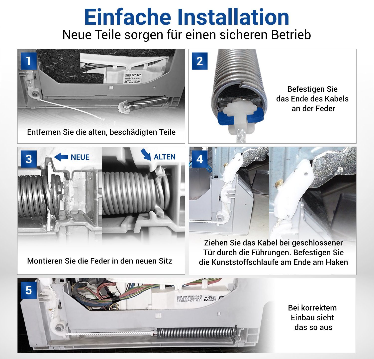 00754867, Bosch für Türscharnierfedern für mit Geschirrspüler Montagezubehör Geschirrspüler blau Farbcode Seilzügen VIOKS Ersatz