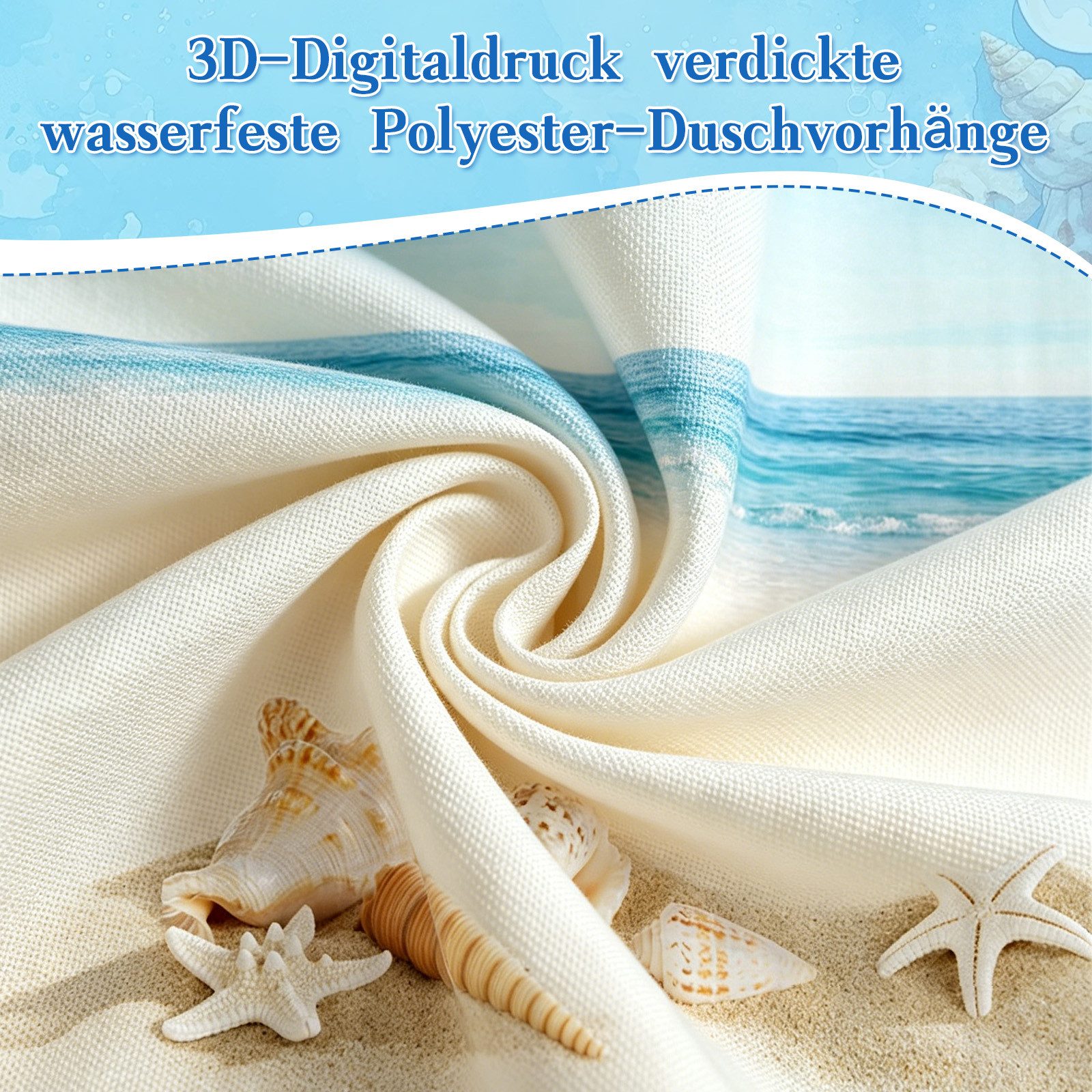 M&W DAS DESIGN Duschvorhang Shower curtains Anti schimmel Waschbar 180x200cm