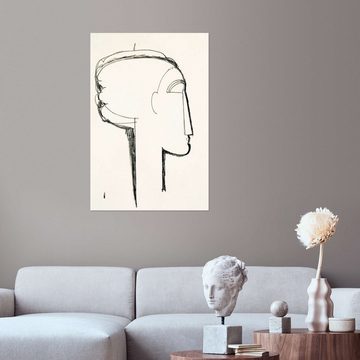 Posterlounge Wandfolie Amedeo Modigliani, Kopf im Profil, Illustration