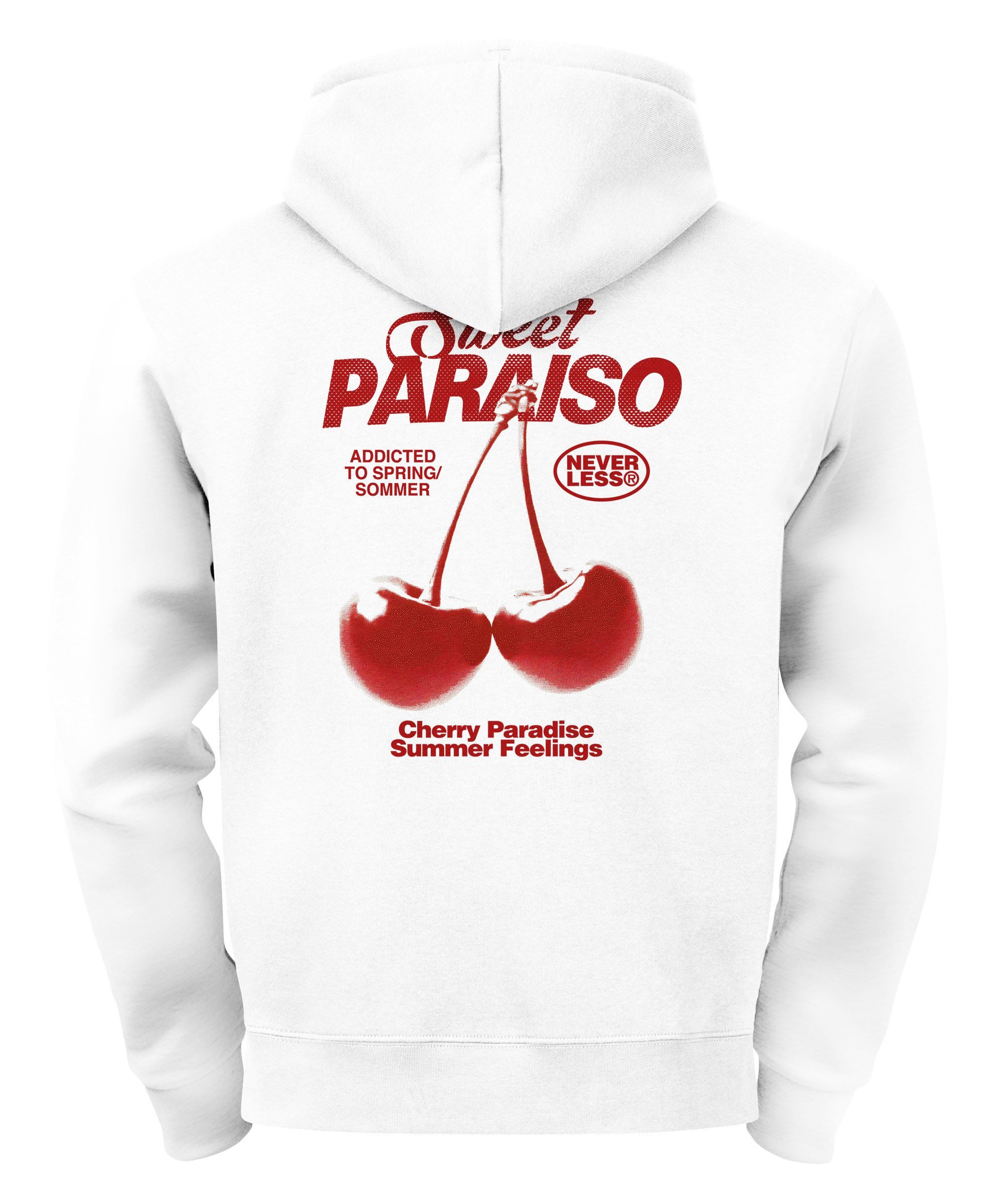Neverless Hoodie Herren Hoodie Backprint Kirsche Sweet Cherry Schriftzug Summer
