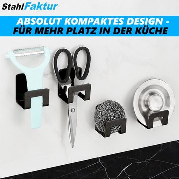 MAVURA Schwammhalter StahlFaktur Spülschwammhalter Küche Super Halt Selbstklebend, in modernem Design - Hochwertiger nichtrostender Edelstahl