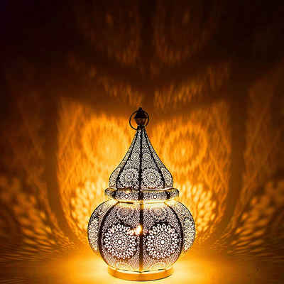 Marrakesch Orient & Mediterran Interior Stehlampe »Orientalische Tischlampe Lampe Malha 38cm, Marokkanische Tischlampe aus Metall, Stehleuchte modern, Leuchte für Vintage, Retro & Landhaus Stil Design«