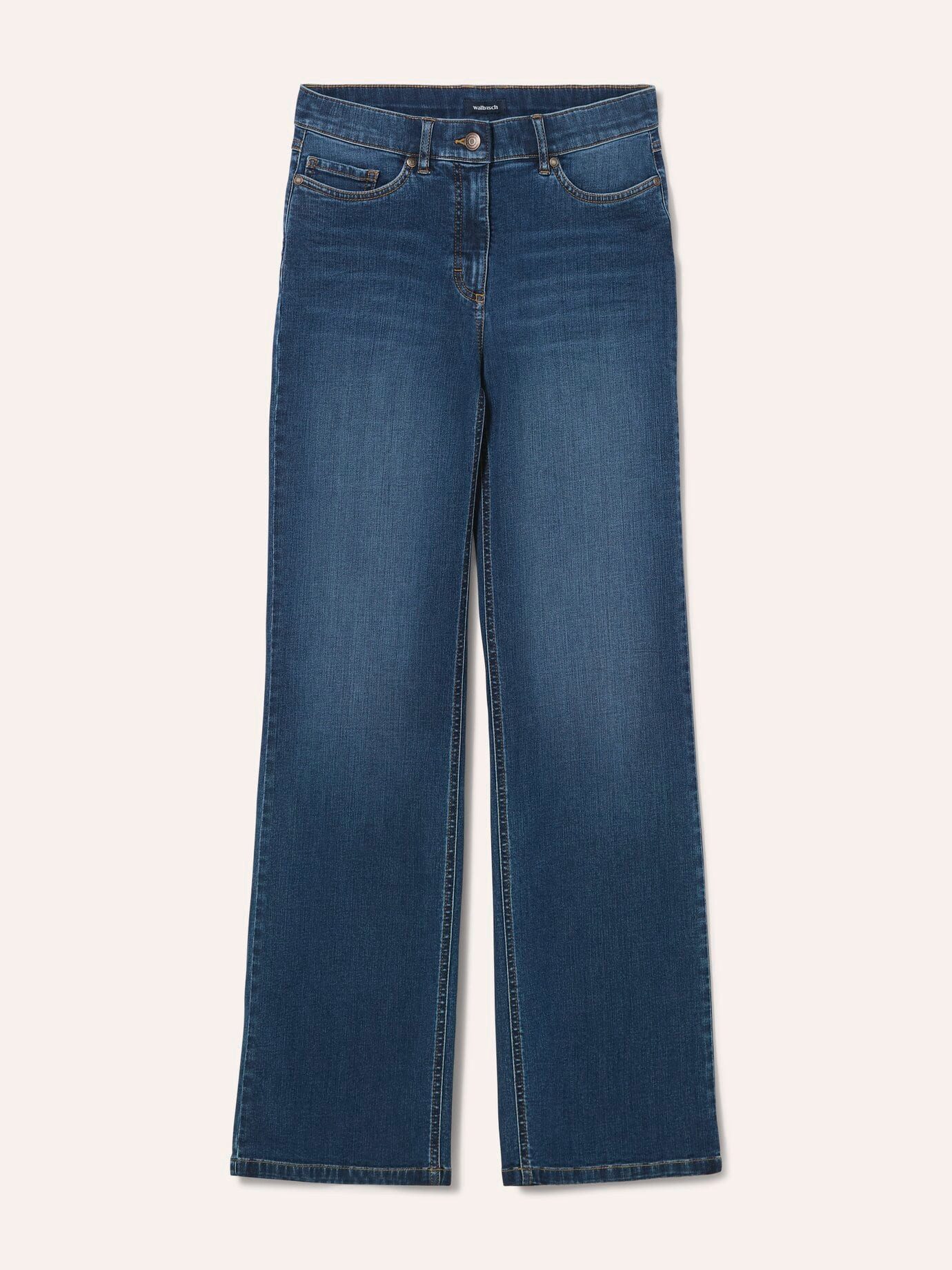 Walbusch Stretch-Jeans Damen 5 Pocket Jeans mit weitem Bein Regular fit