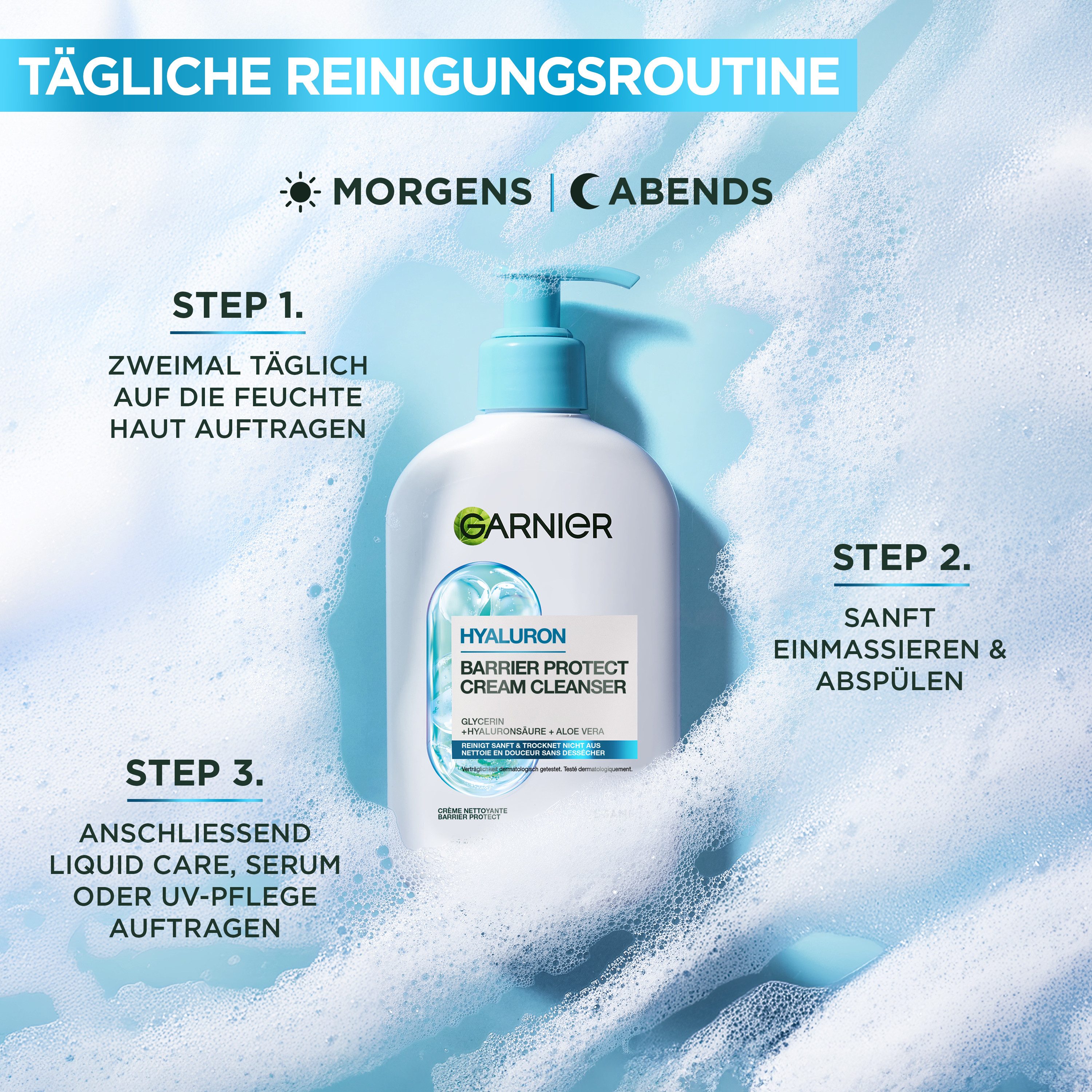 GARNIER Gesichts-Reinigungsschaum HYALURON BARRIER PROTECT CREAM CLEANSER